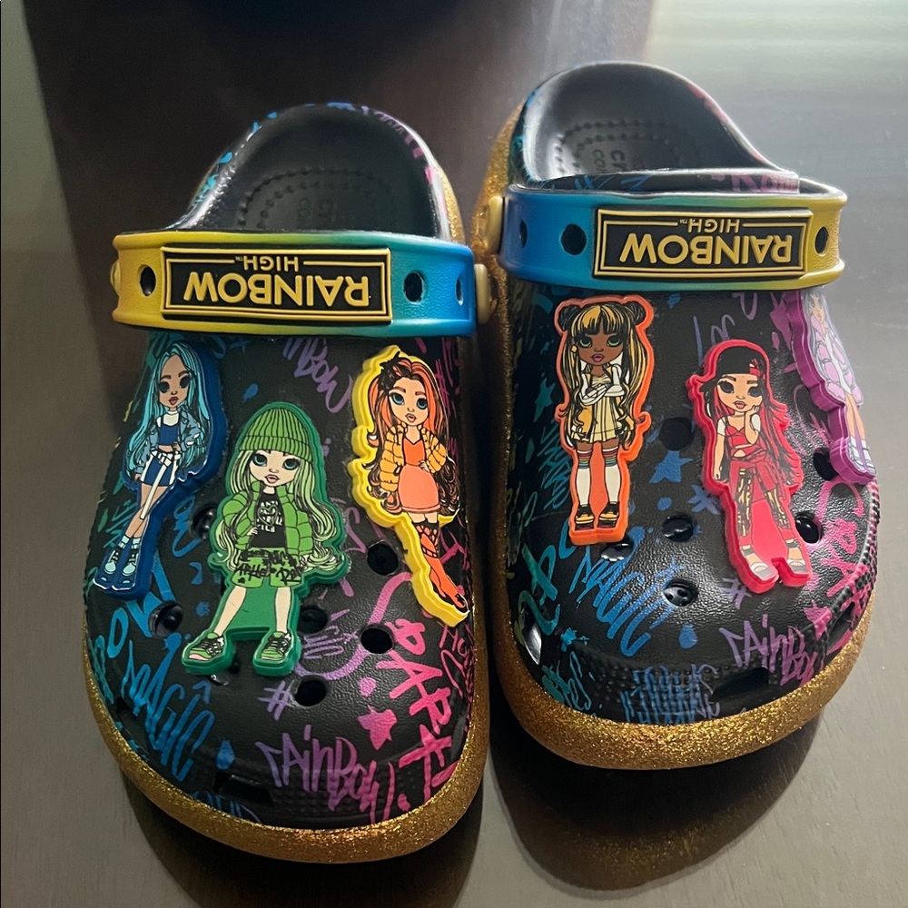 Rainbow High Kids Crocs - Black and Gold